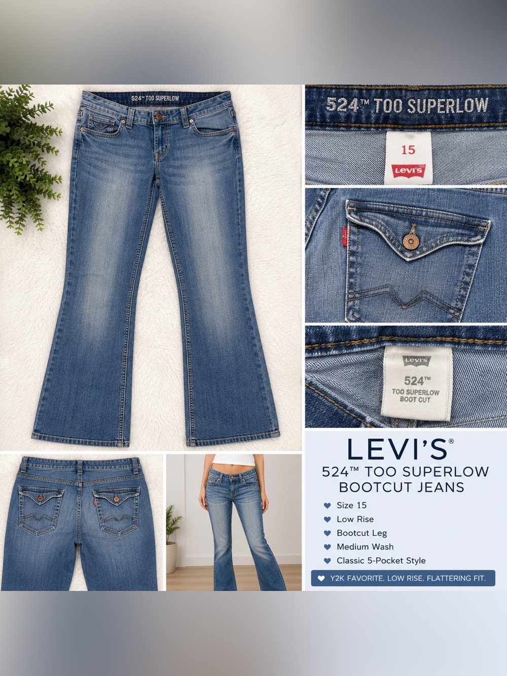 Levi's 524™ Too Superlow Bootcut Jeans - Medium Wash Blue